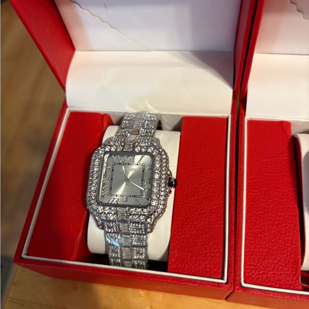 Silver Crystal-Embellished Watch